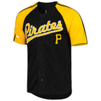 Pittsburgh Pirates Stitches Button-Down Raglan Fashion Jersey - Black