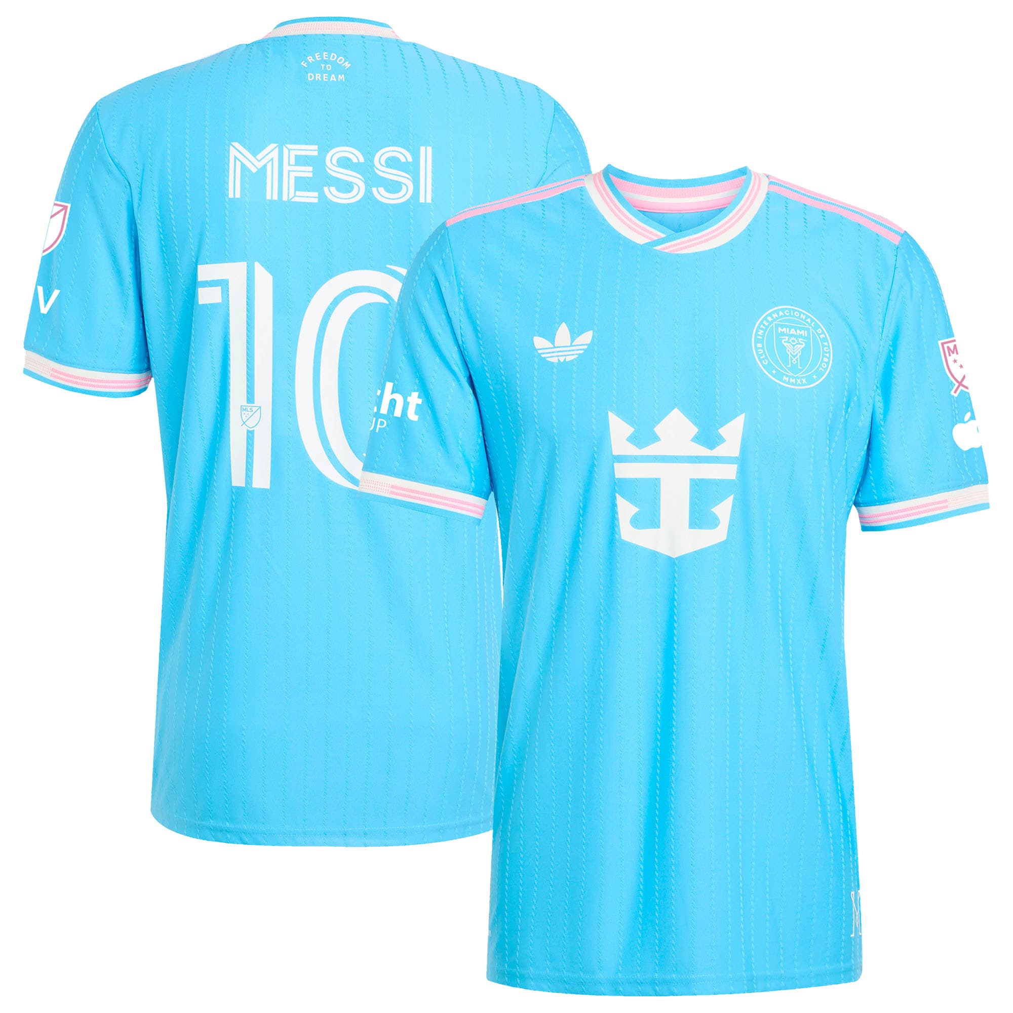 Lionel Messi Inter Miami CF adidas 2025 Euforia Authentic Player Jersey - Light Pink/Blue/Black
