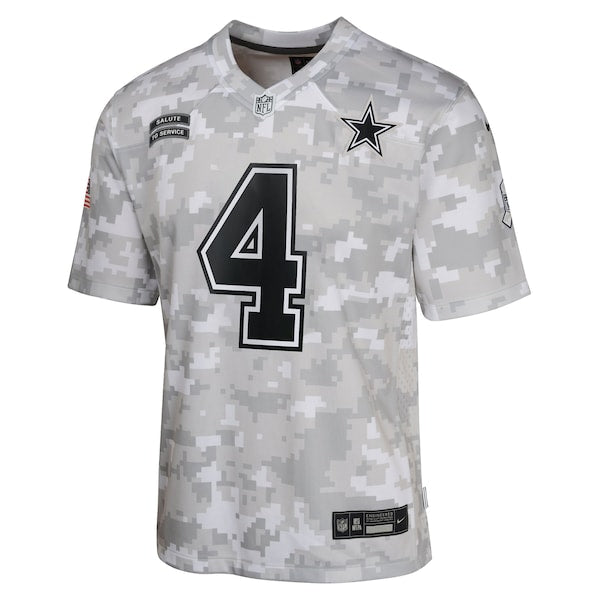 Dak Prescott Dallas Cowboys Nike Youth 2024 Salute to Service Game Jersey - Arctic Camo