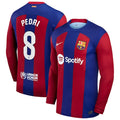 Pedri Barcelona Nike 2023/24 Home Replica Long Sleeve Jersey - Royal