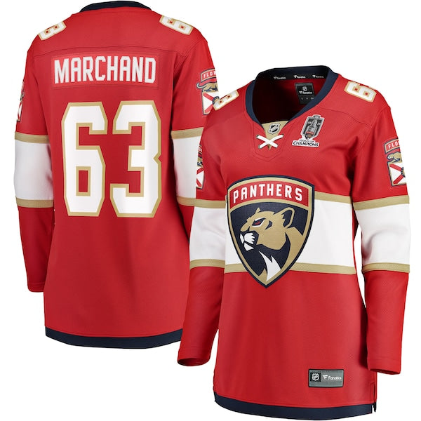 Brad Marchand Florida Panthers  Women's 2025 Stanley Cup Champions Breakaway Jersey - Red