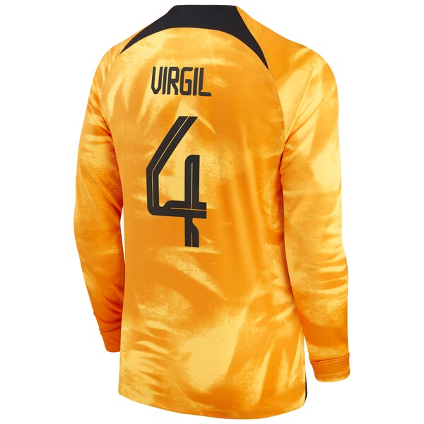 Virgil Van Dijk Netherlands National Team Nike 2022/23 Home Breathe Stadium Replica Player Long Sleeve Jersey - Orange