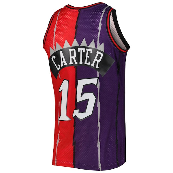 Vince Carter Toronto Raptors Hardwood Classics 1998/99 Split Swingman Jersey - Purple/Red