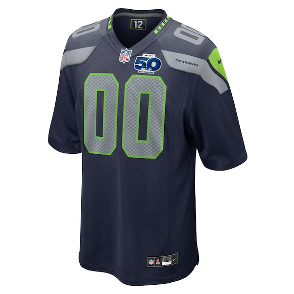 Seattle Seahawks Nike 50th Season Team Custom Game Jersey - College Navy/Royal