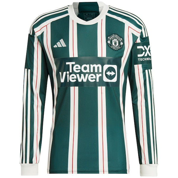 Manchester United adidas 2023/24 Away Long Sleeve Replica Custom Jersey - Green