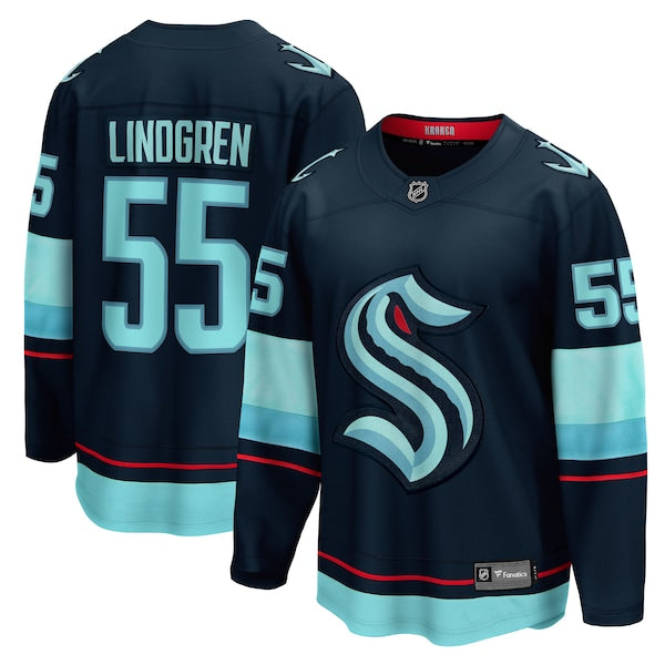Ryan Lindgren Seattle Kraken  Home Breakaway Jersey - Deep Sea Blue