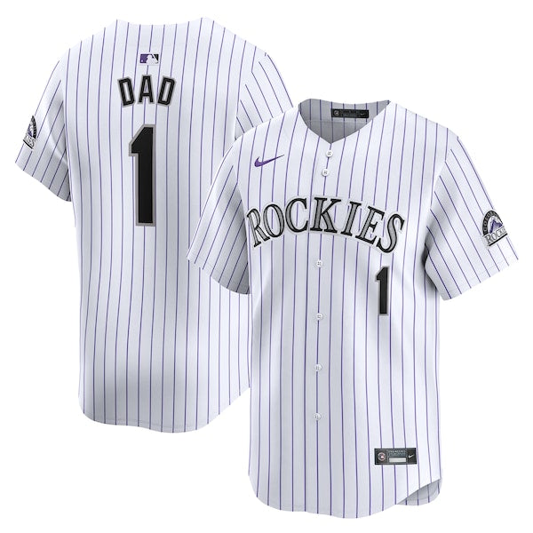 Colorado Rockies Nike #1 Dad Home Limited Jersey - White