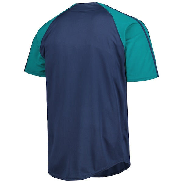 Seattle Mariners Stitches Button-Down Raglan Fashion Jersey - Navy