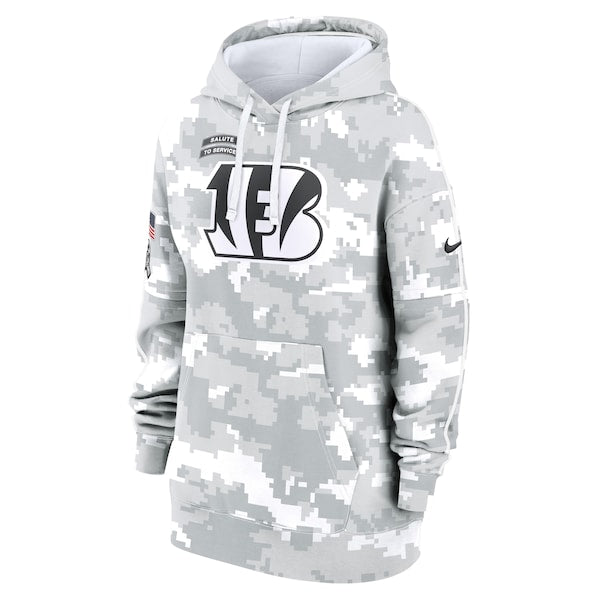 Cincinnati Bengals Nike Women's 2024 Salute To Service Club Fleece Pullover Hoodie - Arctic Camo