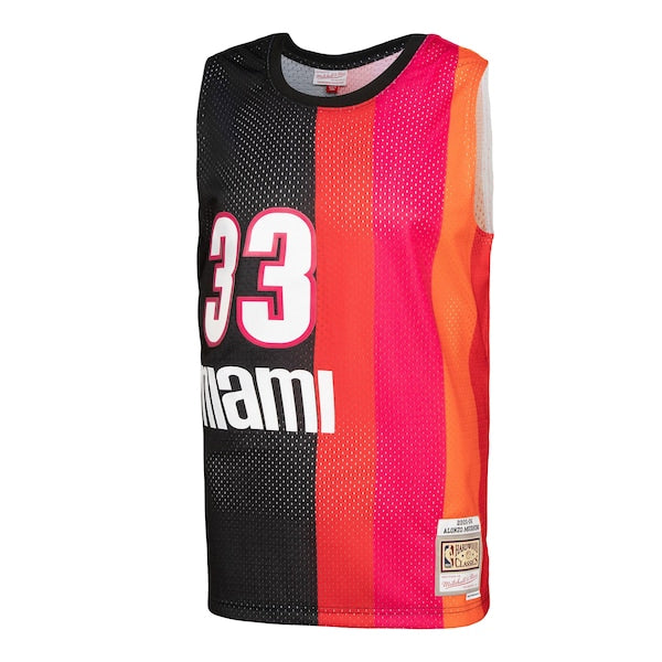 Alonzo Mourning Miami Heat Hardwood Classics 2005/06 Split Swingman Jersey - Black/Red