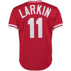 Barry Larkin Cincinnati Reds Cooperstown Collection Mesh Batting Practice Button-Up Jersey - Red