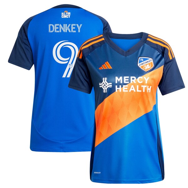 Kévin Denkey FC Cincinnati adidas Women's 2025 Orange and Blue Legacy Kit Replica Player Jersey - Blue