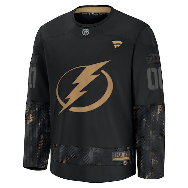 Tampa Bay Lightning  2024 Military Appreciation Personalized Long Sleeve Practice Jersey - Black