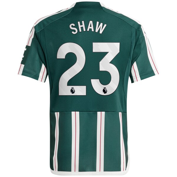 Luke Shaw Manchester United adidas Youth 2023/24 Away Replica Player Jersey - Green/White