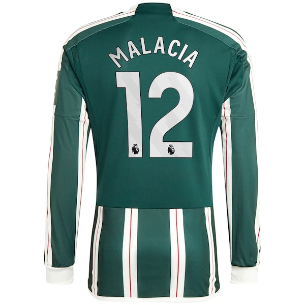 Tyrell Malacia Manchester United adidas 2023/24 Away Long Sleeve Replica Player Jersey - Green