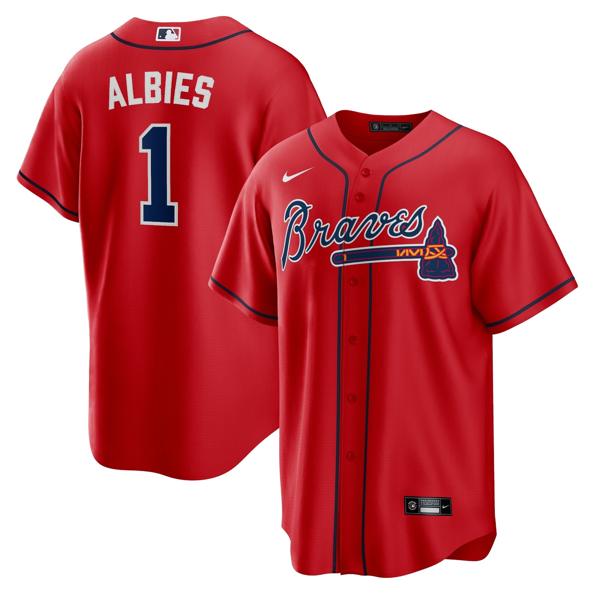 Ozzie Albies Atlanta Braves Nike Alternate Replica Player Name Jersey - Navy/Red/White
