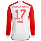 Sadio Mané Bayern Munich adidas 2023/24 Home Replica Long Sleeve Jersey - White