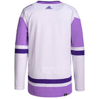 Detroit Red Wings adidas Hockey Fights Cancer Primegreen Authentic Blank Practice Jersey - White/Purple