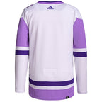 New York Islanders adidas Hockey Fights Cancer Primegreen Authentic Blank Practice Jersey - White/Purple