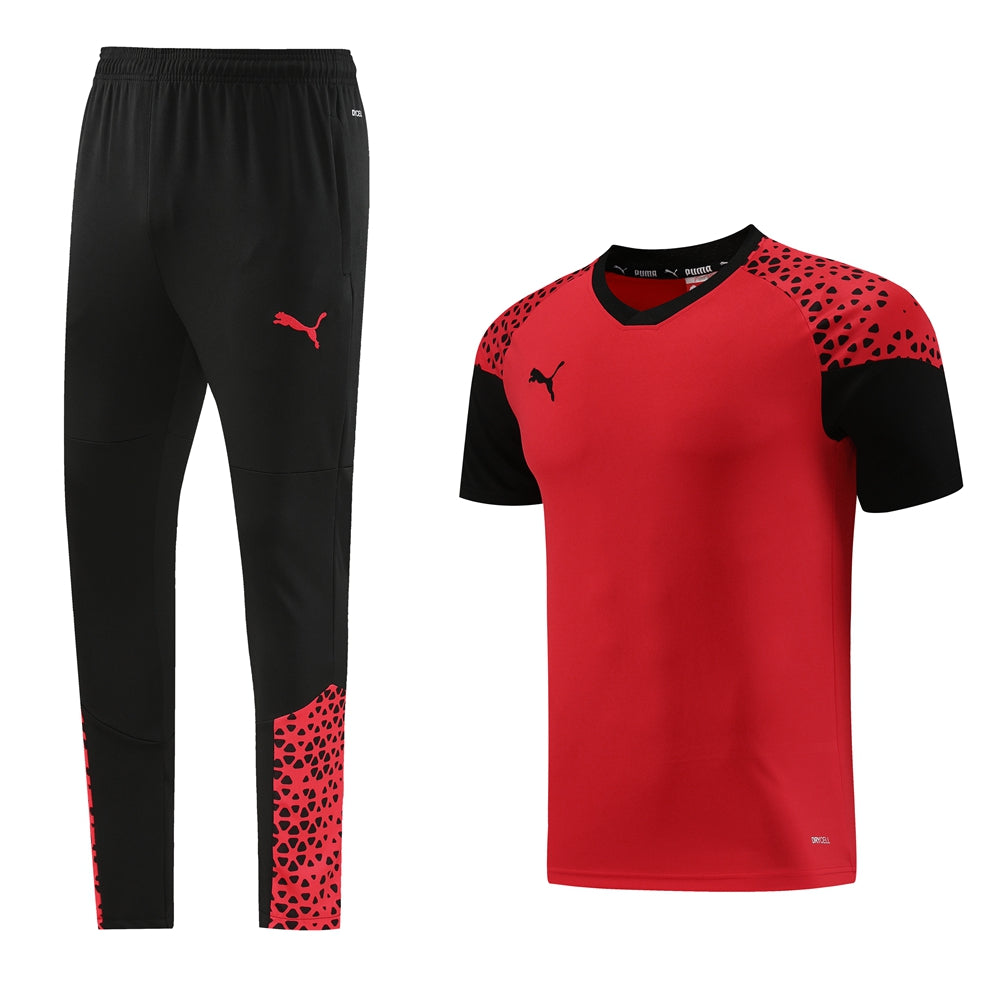 Puma Short Sleeve Training Jersey Set-PD02- Red/Black
