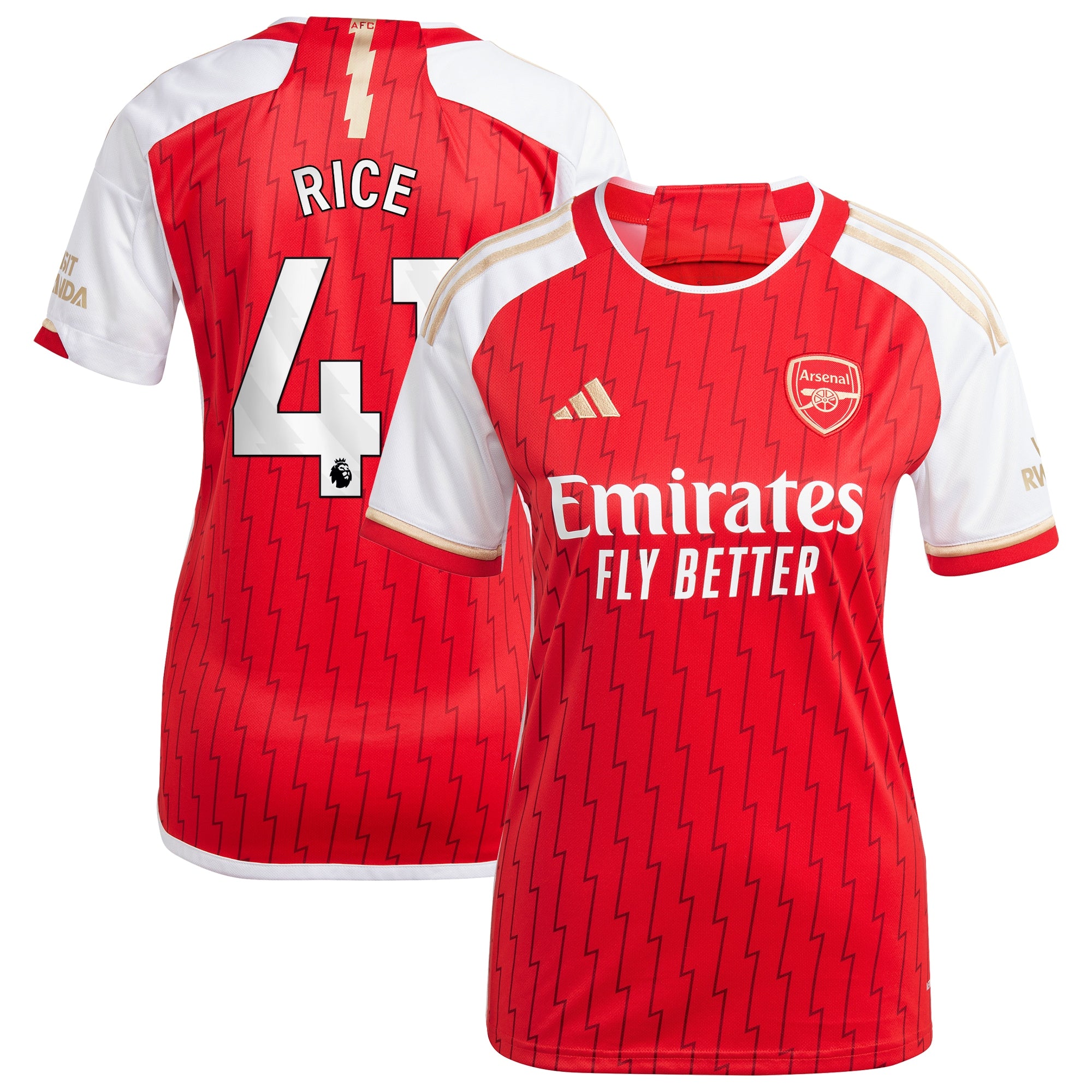 Declan Rice Arsenal adidas Women's 2023/24 Third Replica Player Jersey - Green/Red/Yellow