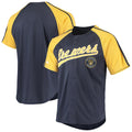 Milwaukee Brewers Stitches Button-Down Raglan Replica Jersey - Navy