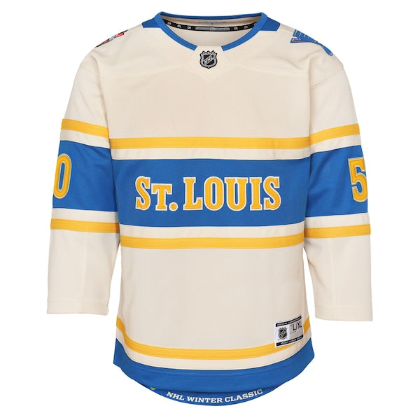 Jordan Binnington St. Louis Blues Youth 2025 NHL Winter Classic Premier Player Jersey - Cream