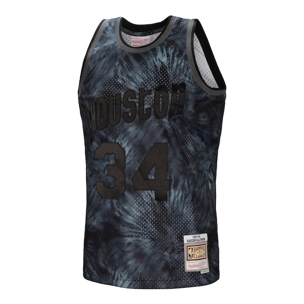 Hakeem Olajuwon Houston Rockets Hardwood Classics 1993/94 Tie-Dye Swingman Jersey - Black