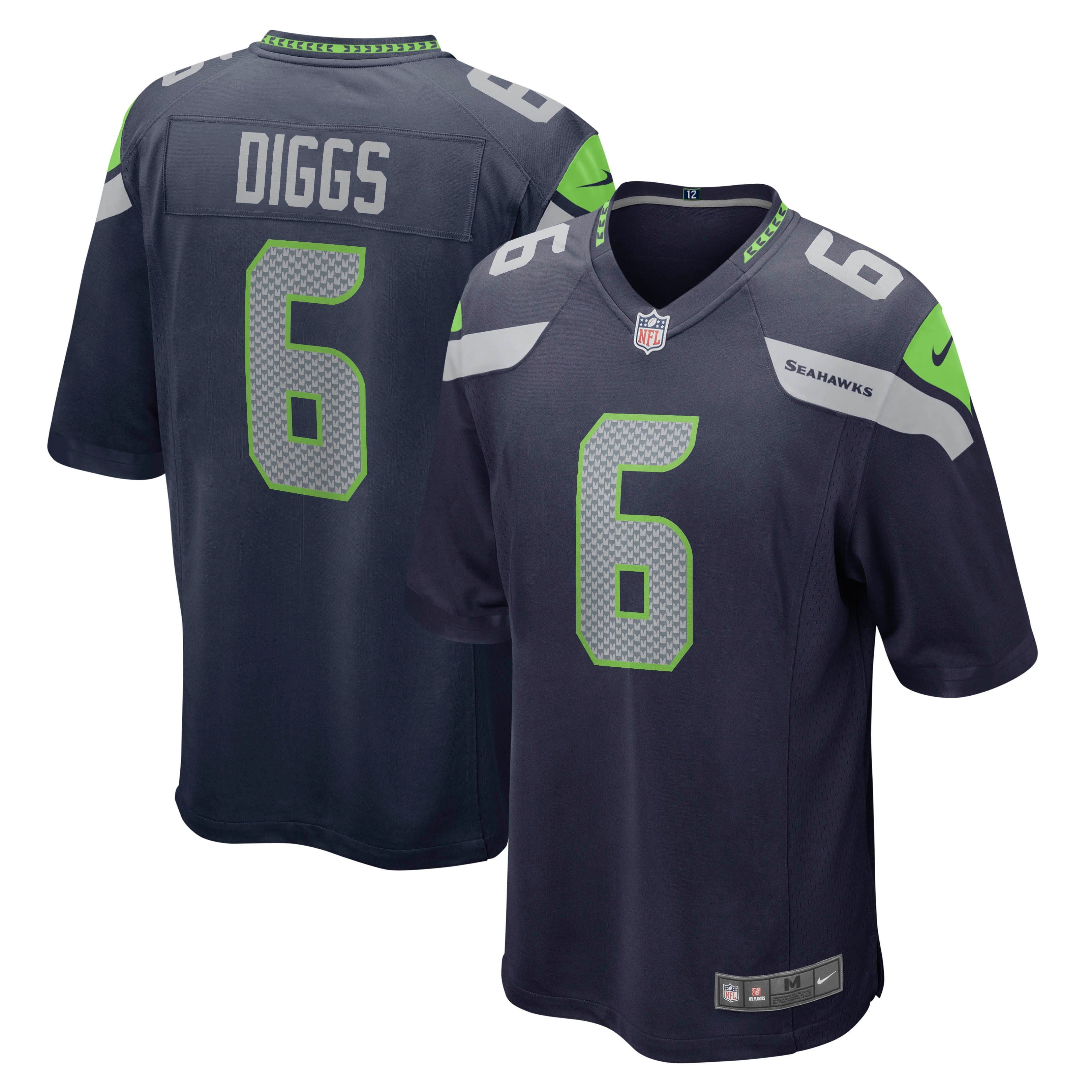 Quandre Diggs Seattle Seahawks Nike  Game Jersey - Neon Green/Navy