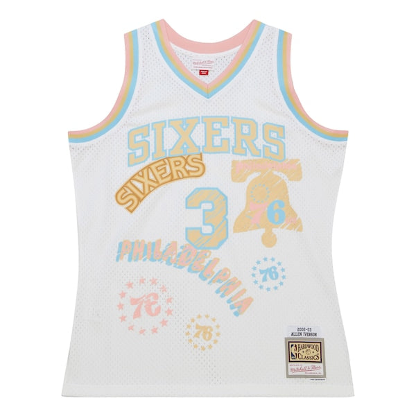 Allen Iverson Philadelphia 76ers 2002/03 Swingman Sidewalk Sketch Jersey - White