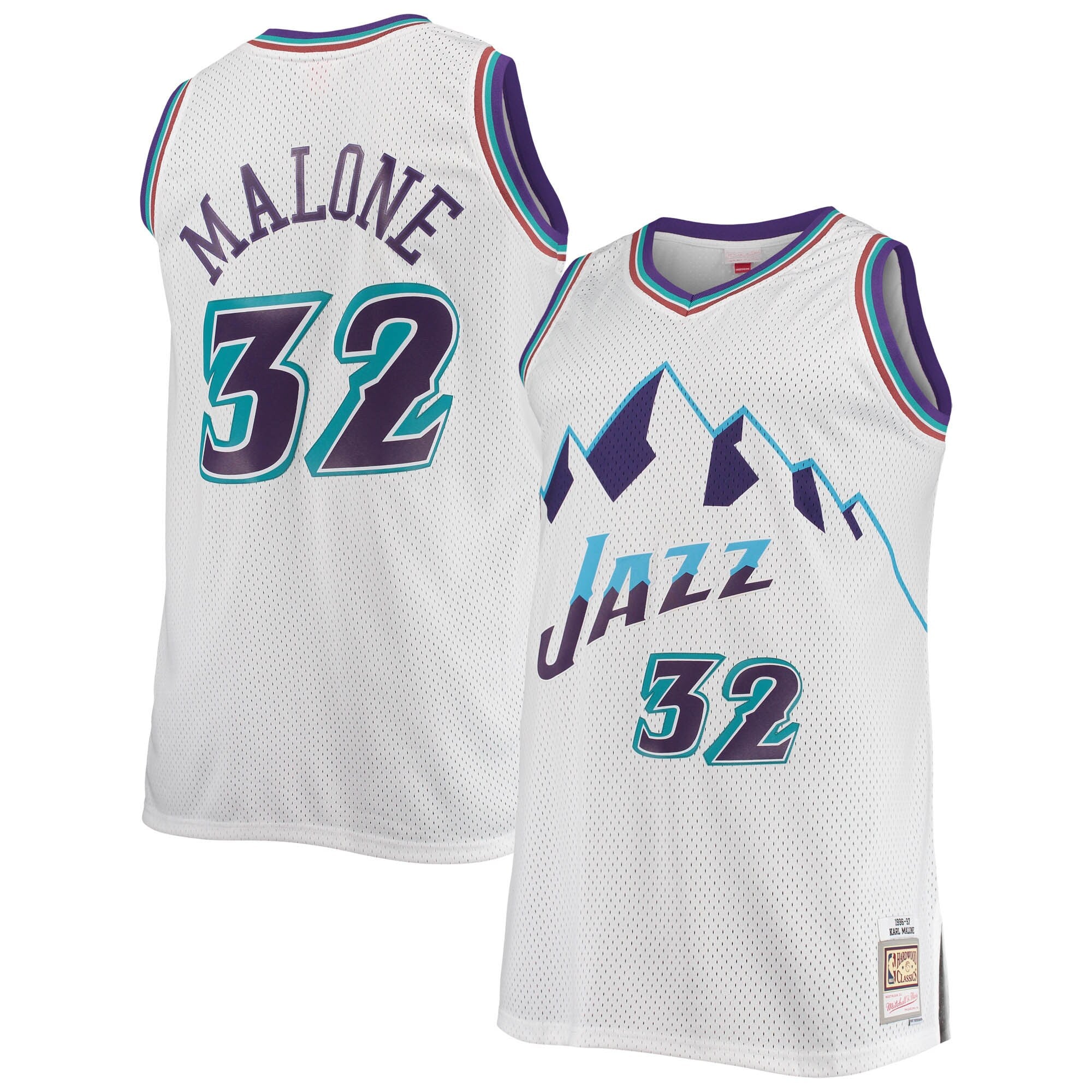 Karl Malone Utah Jazz Big & Tall Hardwood Classics 1996/97 Swingman Jersey - Purple/White