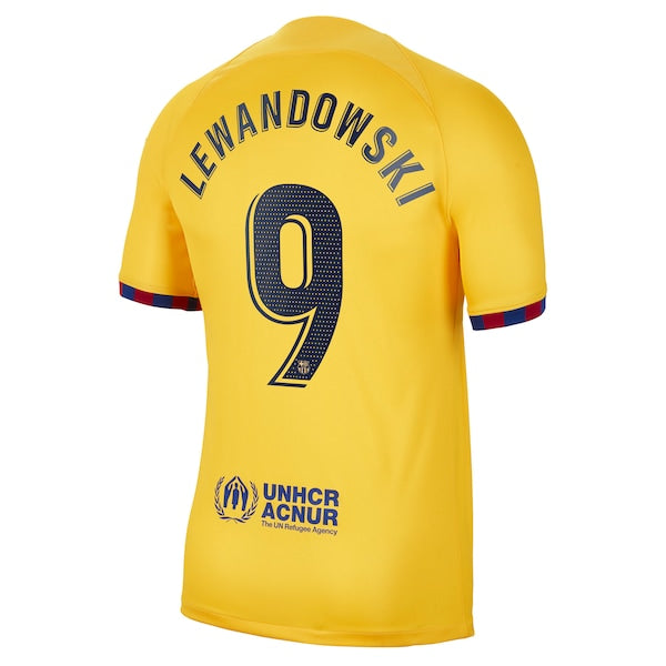 Robert Lewandowski Barcelona Nike Youth 2022/23 Fourth Breathe Stadium Replica Player Jersey - Yellow