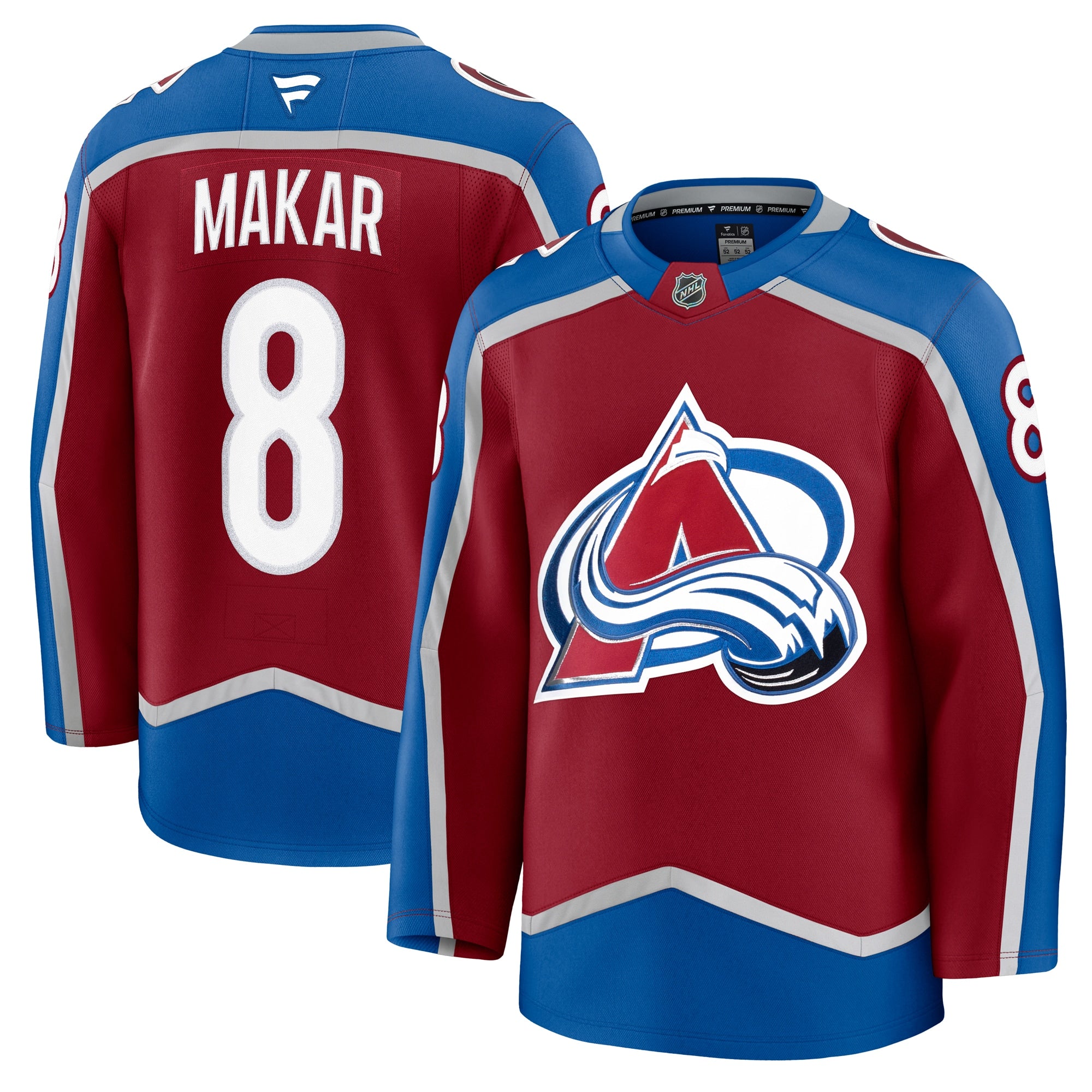 Cale Makar Colorado Avalanche  Away Premium Jersey - White/Burgundy/Navy