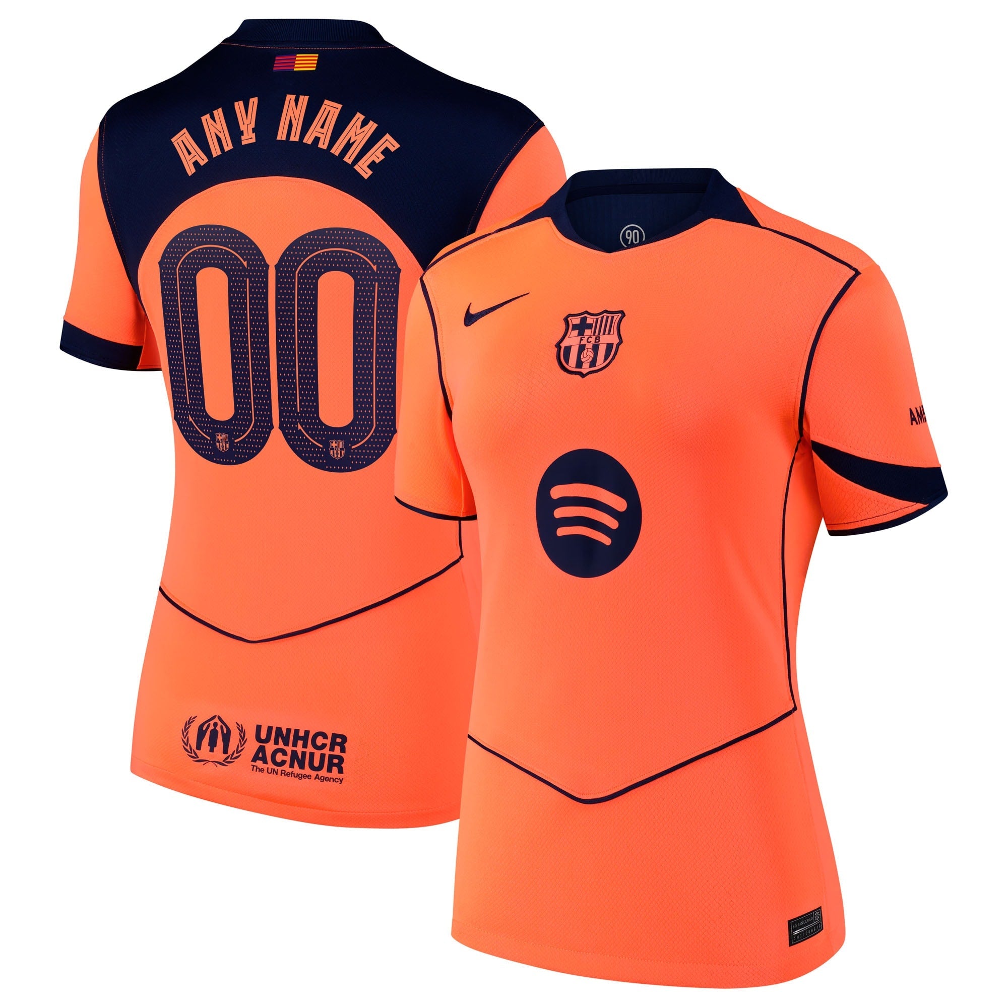 Barcelona Nike Women's 2025/26 Away Stadium Replica Custom Jersey - Gold/Orange