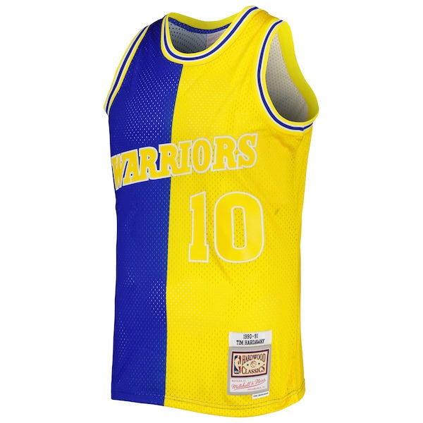 Tim Hardaway Golden State Warriors Hardwood Classics 1990/91 Split Swingman Jersey - Royal/Gold