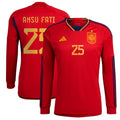 Ansu Fati Spain National Team adidas 2022/23 Home Long Sleeve Replica Jersey - Red