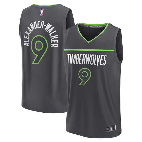 Nickeil Alexander-Walker Minnesota Timberwolves  Youth Fast Break Replica Player Jersey - Statement Edition - Black