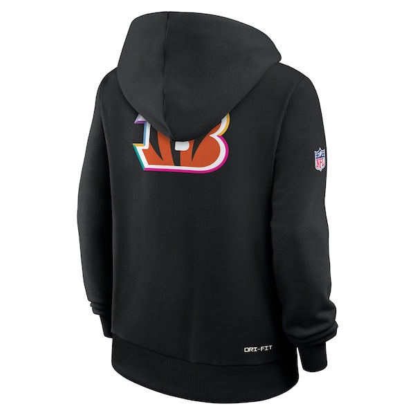 Cincinnati Bengals Nike Women's 2025 NFL Crucial Catch Sideline Standard Issue Dri-FIT Hoodie - Black