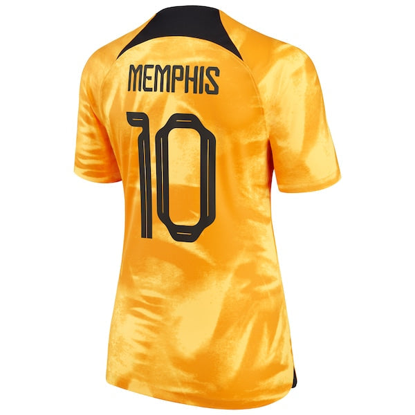 Memphis Depay Netherlands National Team Nike Women's 2022/23 Home Breathe Stadium Replica Player Jersey - Orange