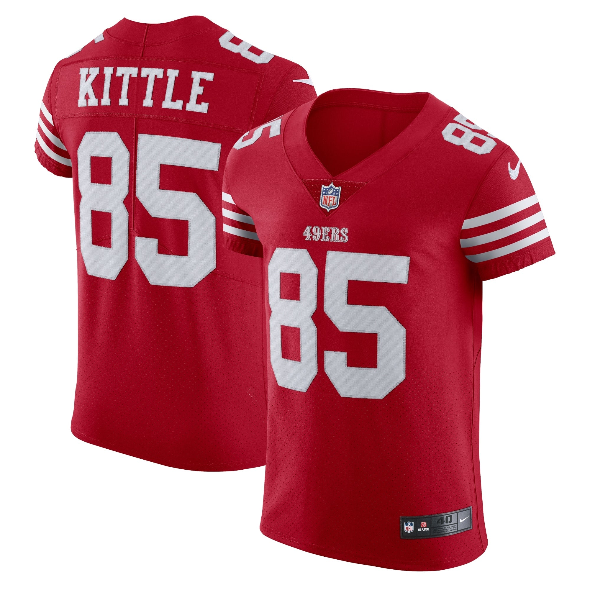 George Kittle San Francisco 49ers Nike Vapor Elite Jersey - White/Red/Scarlet