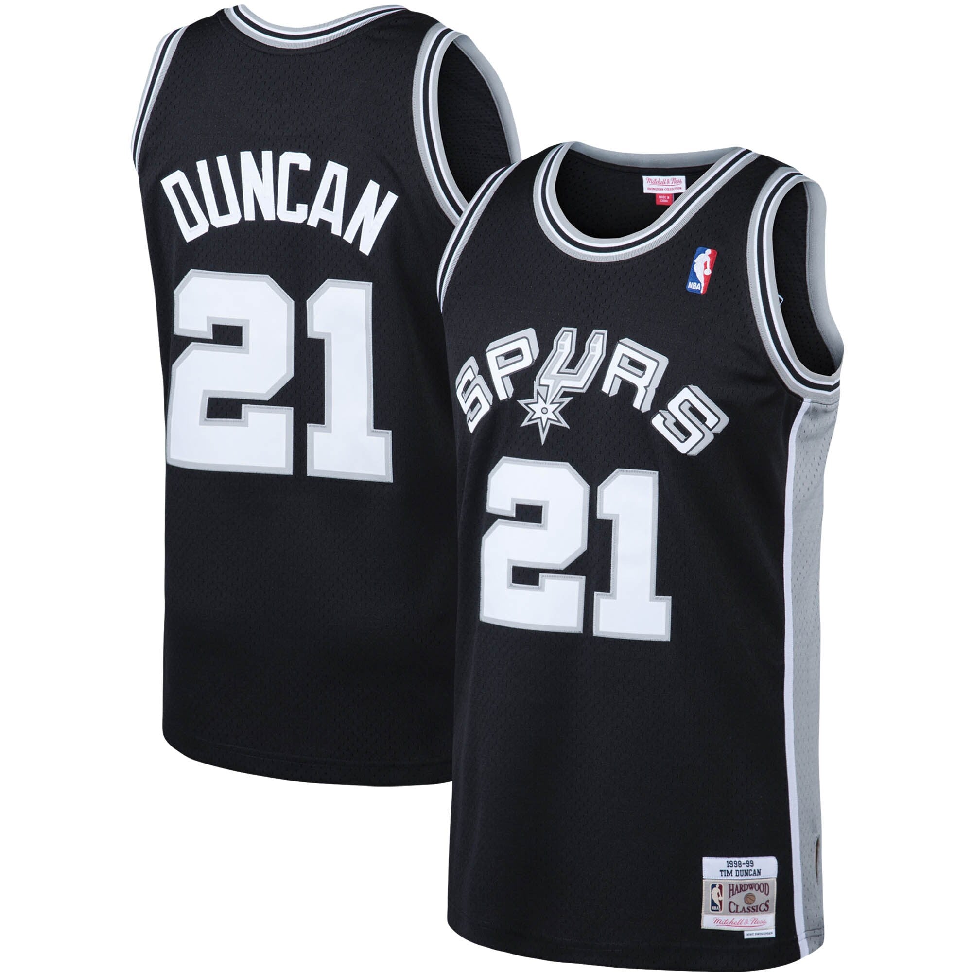 Tim Duncan San Antonio Spurs Big & Tall Hardwood Classics 1998/99 Swingman Jersey - White/Black