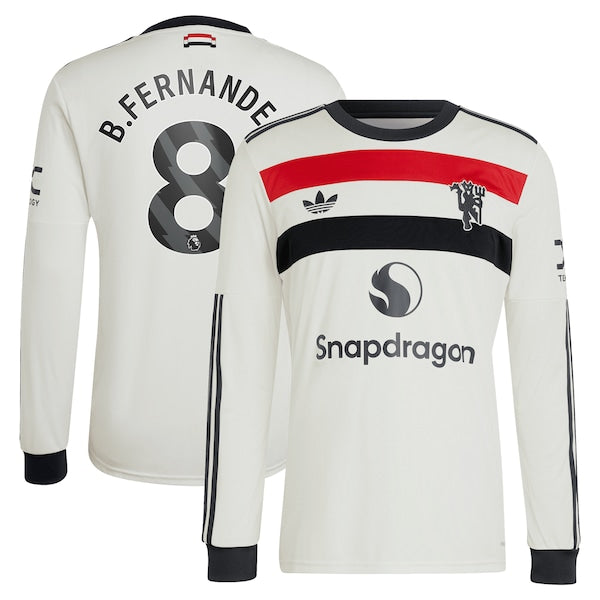 Bruno Fernandes Manchester United adidas Originals  2024/25 Third Replica Long Sleeve Jersey - Cream