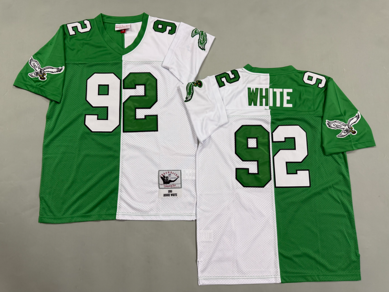 Reggie White Philadelphia Eagles Authentic Split Throwback Retired Player Jersey