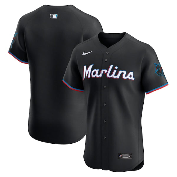 Miami Marlins Nike Alternate Vapor Premier Elite Patch Jersey - Black
