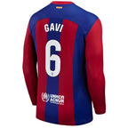 Gavi Barcelona Nike 2023/24 Home Stadium Replica Long Sleeve Player Jersey - Royal