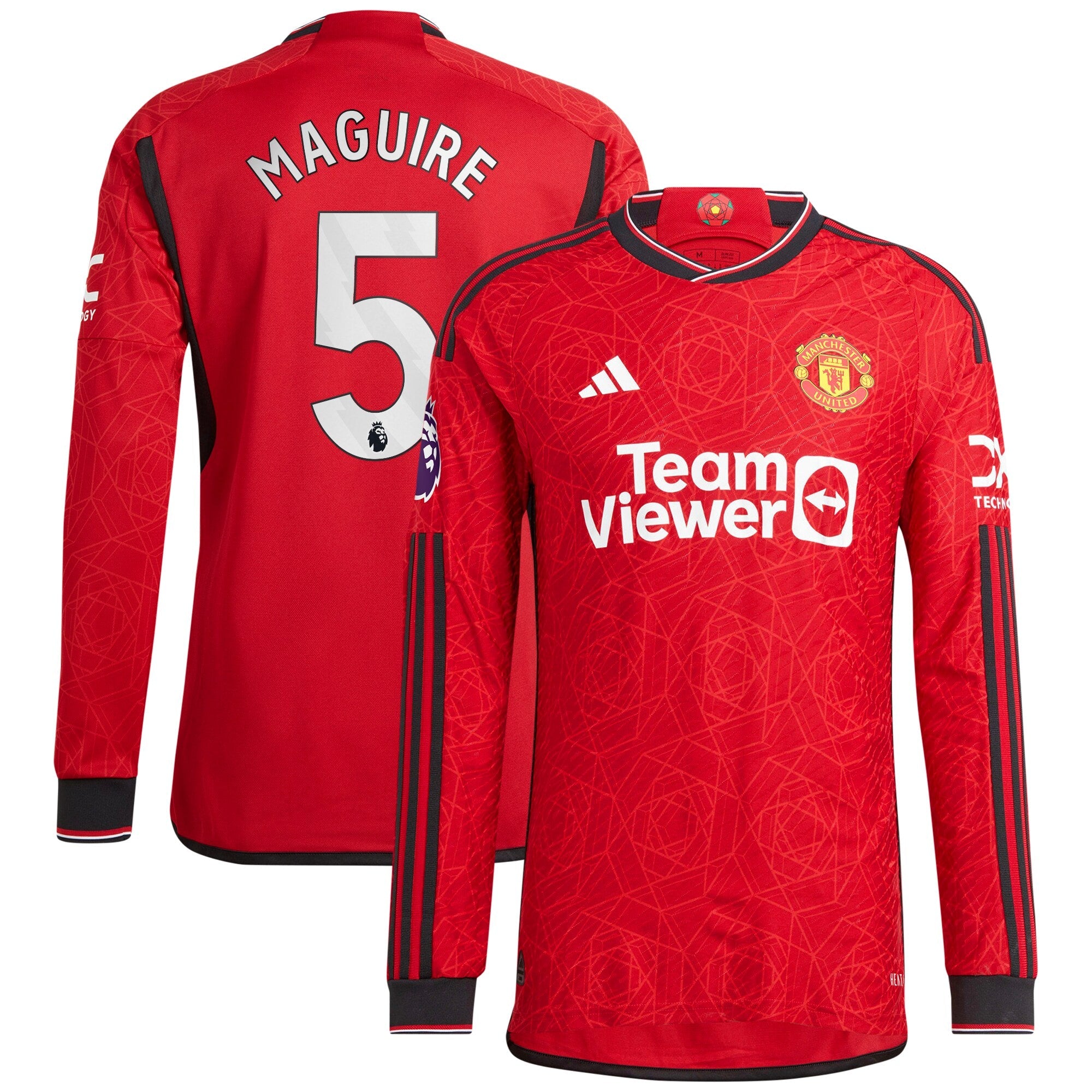 Harry Maguire Manchester United adidas 2023/24 Away Long Sleeve Replica Player Jersey - Green/Red