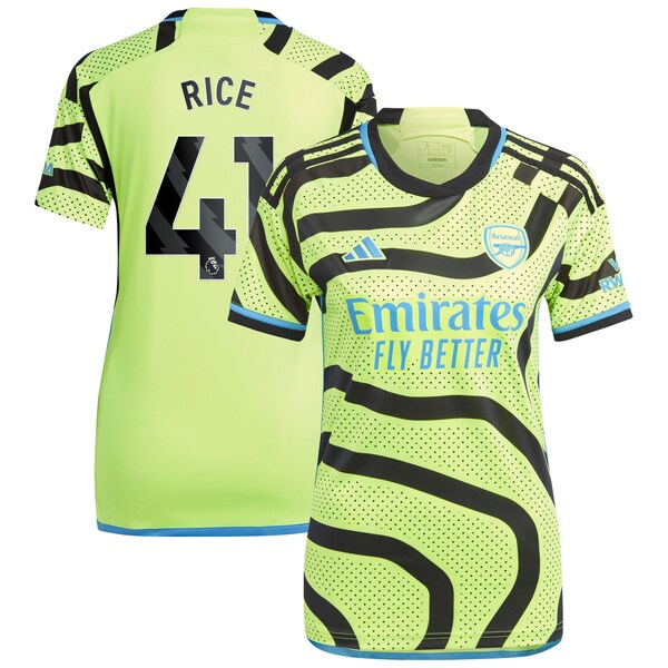 Declan Rice Arsenal adidas Women's 2023/24 Away Replica Player Jersey - Yellow/Green/Red
