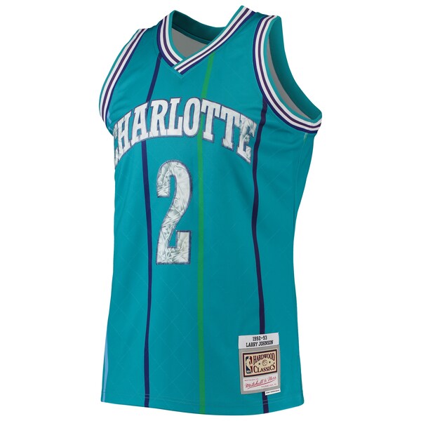 Larry Johnson Charlotte Hornets 1996/97 Hardwood Classics NBA 75th Anniversary Diamond Swingman Jersey - Teal