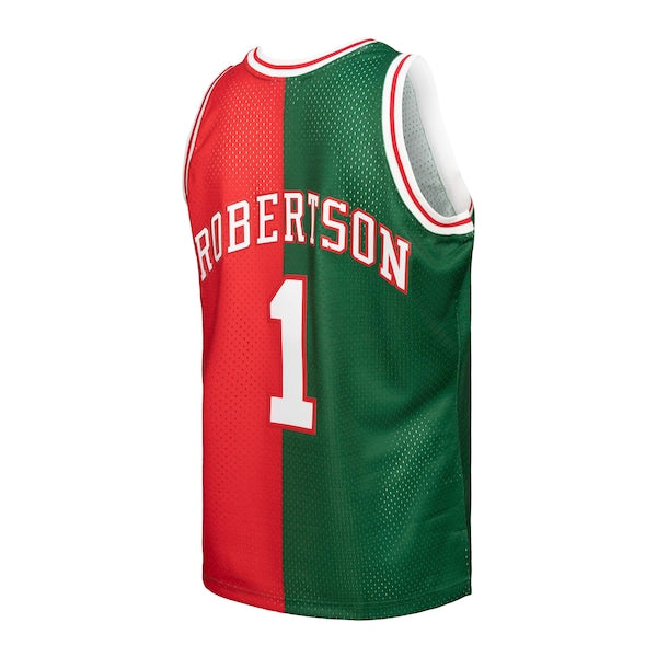 Oscar Robertson Milwaukee Bucks Hardwood Classics 1971/72 Split Swingman Jersey - Green/Red