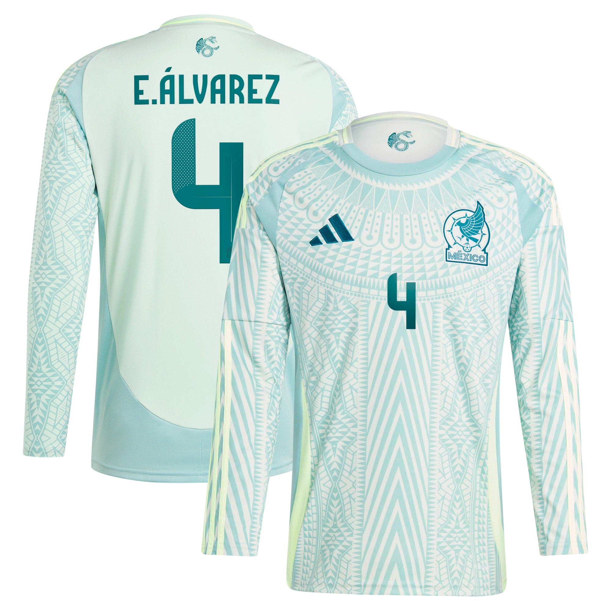 Edson Alvarez Mexico National Team adidas 2024 Home Replica Player Long Sleeve Jersey - Burgundy/Green